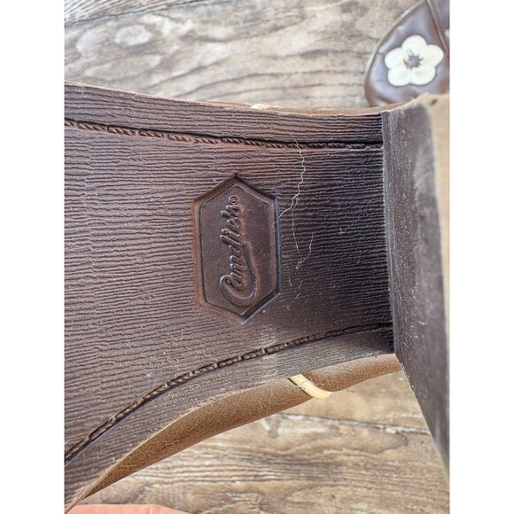 Vintage Candies Cowboy Boots Brown Embroidery Daisy Flowers Sz 9 Cute Y2K - Picture 5 of 7